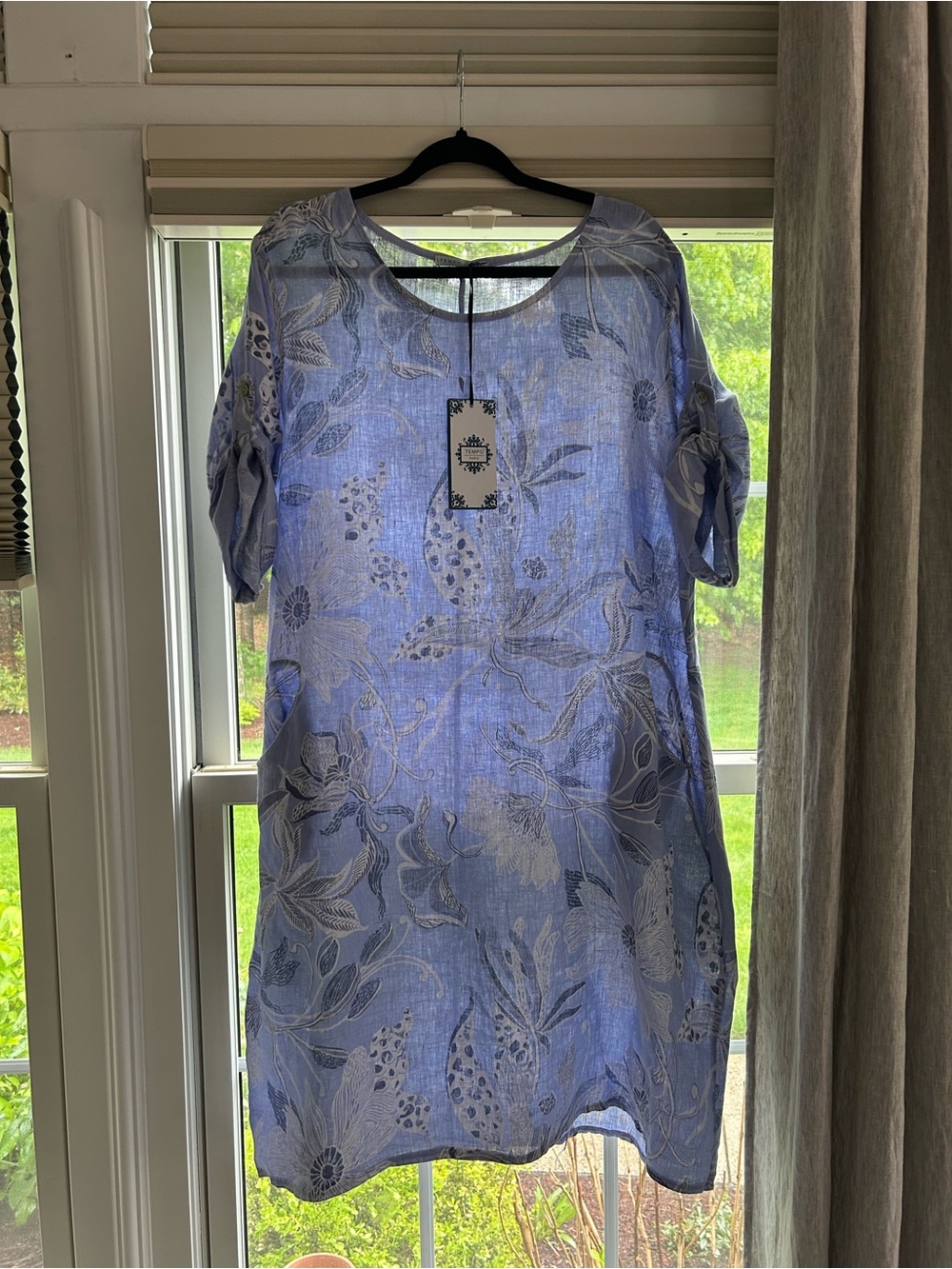 NWT TEMPO PARIS BOHO LINEN DRESS M/L